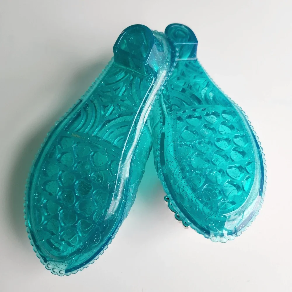 Disney Princess Ariel Little Mermaid Teal Blue Glitter Jelly‎ Dress Up Shoes